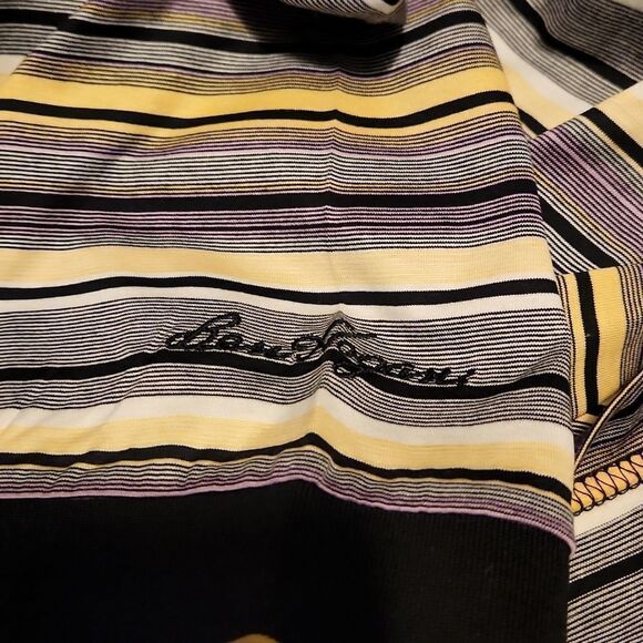 Bess Hogan Men's Size XXL Purple Yellow Black Multicolored Striped Golf Shirt - Picture 9 of 11